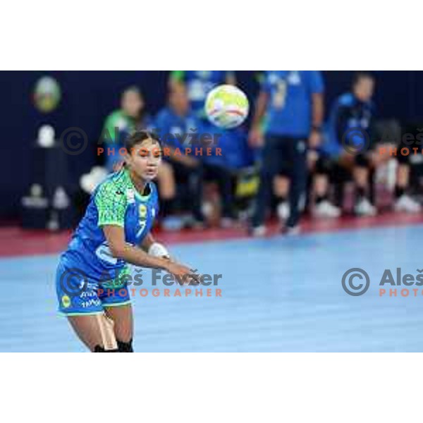 Elizabeth Omoregie in action during the handball match between Slovenia and Croatia at Women\'s EHF Euro 2022 in Ljubljana, Slovenia on November 10, 2022 