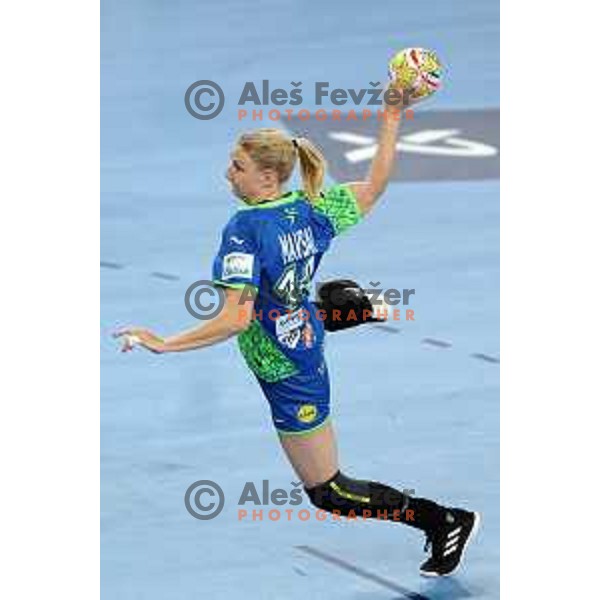 Tamara Mavsar in action during the handball match between Slovenia and Croatia at Women\'s EHF Euro 2022 in Ljubljana, Slovenia on November 10, 2022