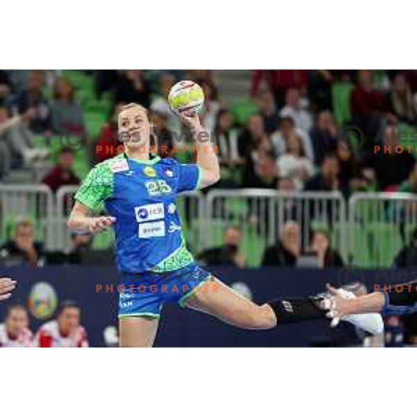 Barbara Lazovic in action during the handball match between Slovenia and Croatia at Women\'s EHF Euro 2022 in Ljubljana, Slovenia on November 10, 2022 