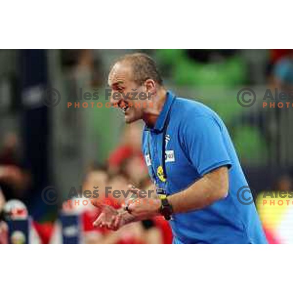 Dragan Adzic in action during the handball match between Slovenia and Croatia at Women\'s EHF Euro 2022 in Ljubljana, Slovenia on November 10, 2022