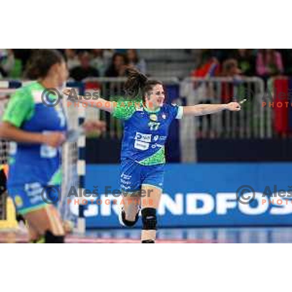 in action during the handball match between Slovenia and Croatia at Women\'s EHF Euro 2022 in Ljubljana, Slovenia on November 10, 2022