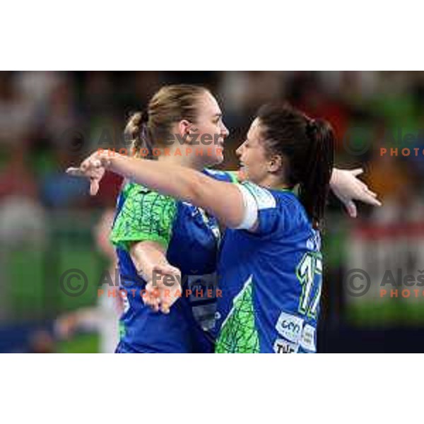 Valentina Klemencic and Natasa Ljepoja during the handball match between Slovenia and Croatia at Women\'s EHF Euro 2022 in Ljubljana, Slovenia on November 10, 2022