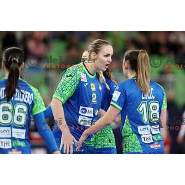 Valentina Klemencic in action during the handball match between Slovenia and Croatia at Women\'s EHF Euro 2022 in Ljubljana, Slovenia on November 10, 2022