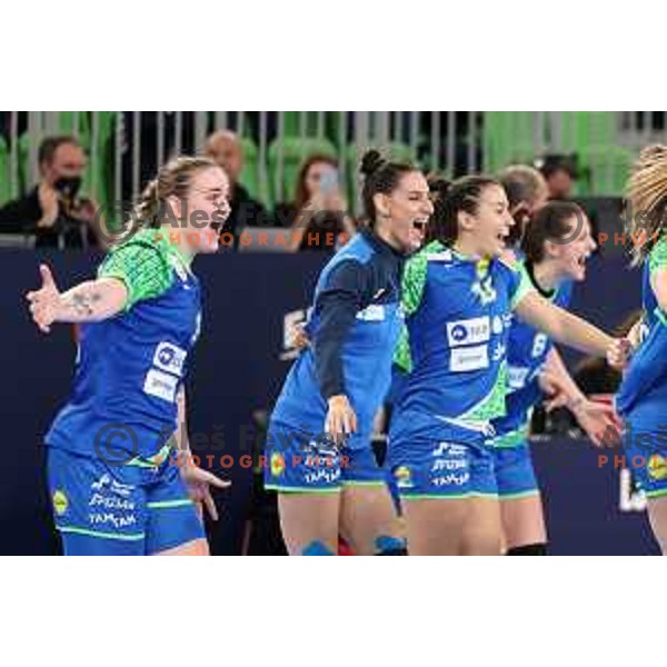 Valentina Klemencic in action during the handball match between Slovenia and Croatia at Women\'s EHF Euro 2022 in Ljubljana, Slovenia on November 10, 2022