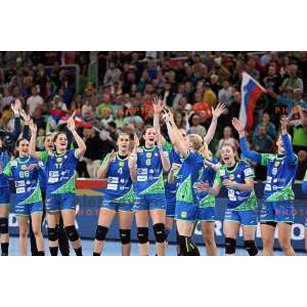 in action during the handball match between Slovenia and Croatia at Women\'s EHF Euro 2022 in Ljubljana, Slovenia on November 10, 2022