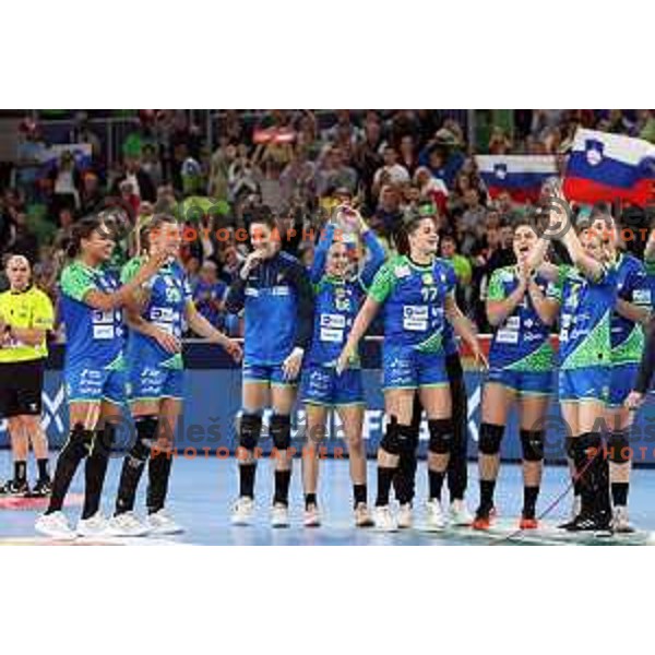 in action during the handball match between Slovenia and Croatia at Women\'s EHF Euro 2022 in Ljubljana, Slovenia on November 10, 2022