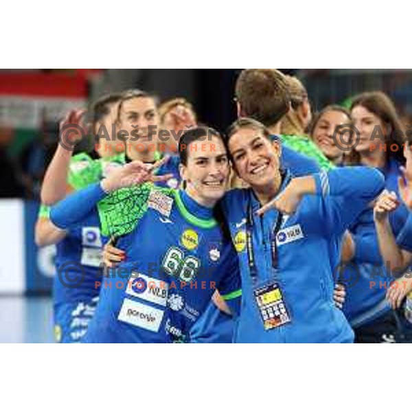 Tija Gomilar Zickero and Ana Abina during the handball match between Slovenia and Croatia at Women\'s EHF Euro 2022 in Ljubljana, Slovenia on November 10, 2022