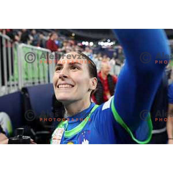 Tija Gomilar Zickero in action during the handball match between Slovenia and Croatia at Women\'s EHF Euro 2022 in Ljubljana, Slovenia on November 10, 2022