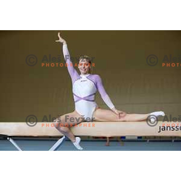 Gymnast Teja Belak during practice session in Ljubljana, Slovenia on October 23, 2022