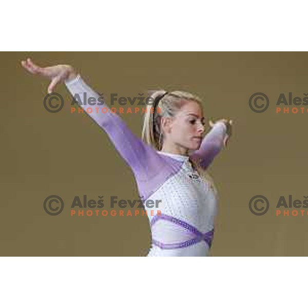 Gymnast Teja Belak during practice session in Ljubljana, Slovenia on October 23, 2022