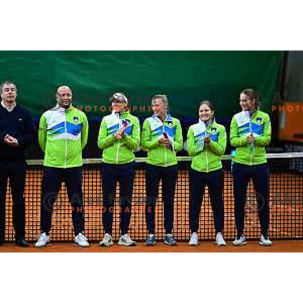 Kaja Juvan during Tennis match between Slovenia and China at Billie Jean King Cup in Velenje, Slovenia on November 11, 2022