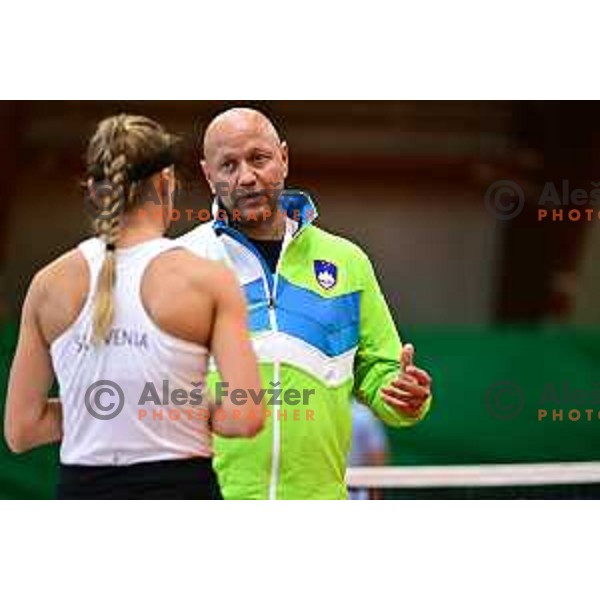 Andrej Krasevec during Tennis match between Slovenia and China at Billie Jean King Cup in Velenje, Slovenia on November 11, 2022