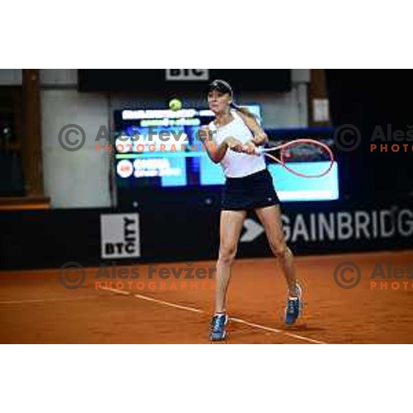 Nina Potocnik in action during Tennis match between Slovenia and China at Billie Jean King Cup in Velenje, Slovenia on November 11, 2022