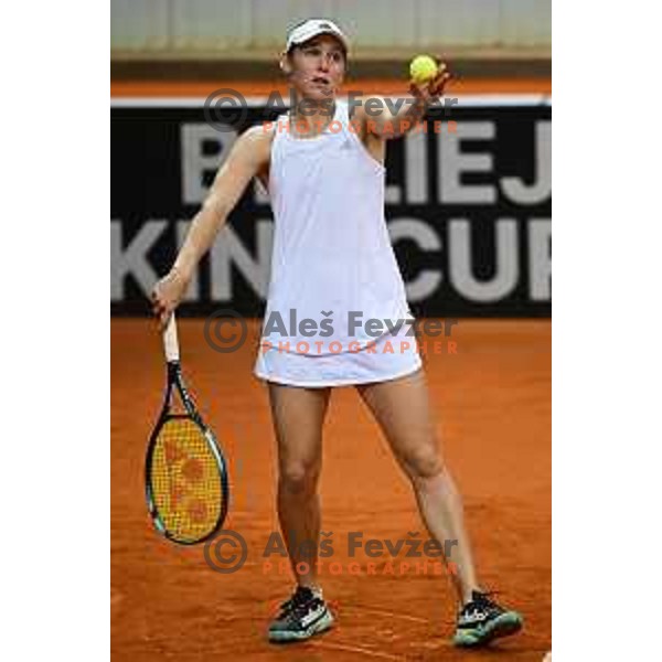 Kaja Juvan in action during Tennis match between Slovenia and China at Billie Jean King Cup in Velenje, Slovenia on November 11, 2022 