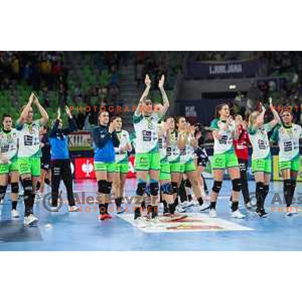 Alja Varagic and Ana Gros during the handball match between Slovenia and Norway at Women\'s EHF Euro 2022 in Ljubljana, Slovenia on November 14, 2022