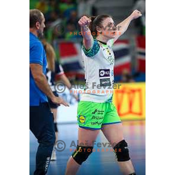 Nina Zulic in action during the handball match between Slovenia and Norway at Women\'s EHF Euro 2022 in Ljubljana, Slovenia on November 14, 2022