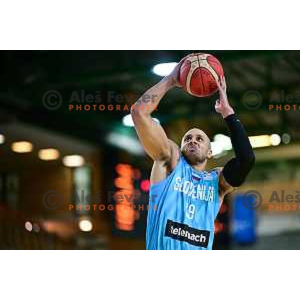 Jordan Morgan of Slovenia in action during World Cup 2023 Qualifiers basketball match between Slovenia and Germany in Koper, Slovenia on November 14, 2022