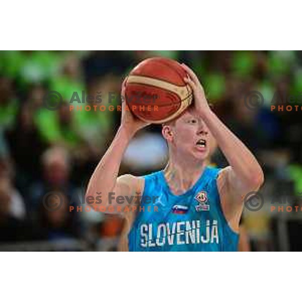 Miha Lapornik of Slovenia in action during World Cup 2023 Qualifiers basketball match between Slovenia and Germany in Koper, Slovenia on November 14, 2022