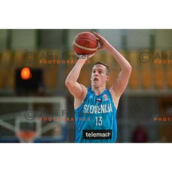 Miha Lapornik of Slovenia in action during World Cup 2023 Qualifiers basketball match between Slovenia and Germany in Koper, Slovenia on November 14, 2022