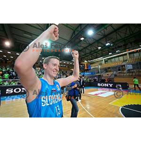 Miha Lapornik of Slovenia in action during World Cup 2023 Qualifiers basketball match between Slovenia and Germany in Koper, Slovenia on November 14, 2022