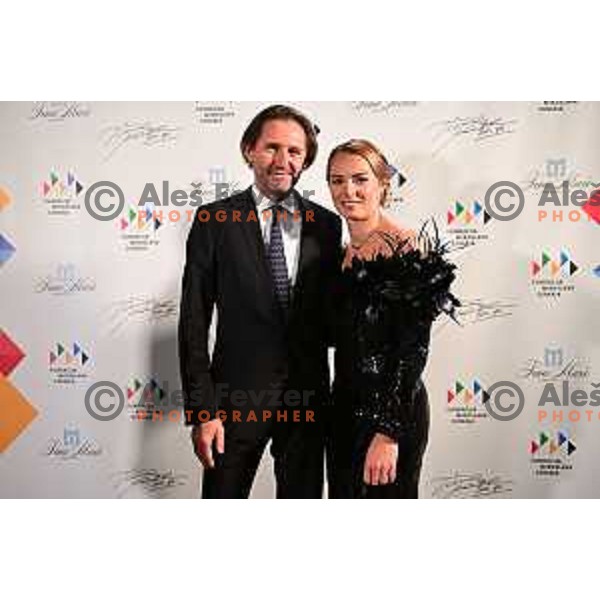 Andrea Massi and Tina Maze during OKS Charity event in partnership with Fundacija Miroslava Cerarja in Grand hotel Union, Ljubljana, Slovenia on November 15, 2022