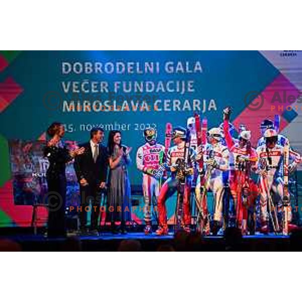 during OKS Charity event in partnership with Fundacija Miroslava Cerarja in Grand hotel Union, Ljubljana, Slovenia on November 15, 2022