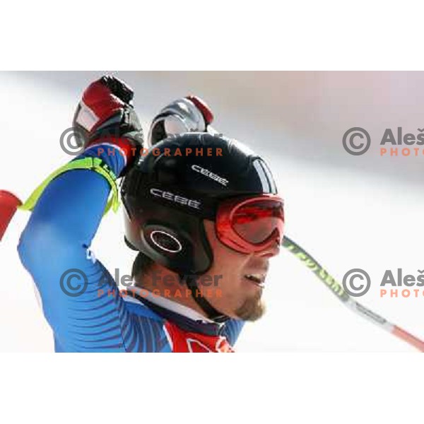 in the finish line of 2006 Torino Winter Olympic games men\'s downhill race in Borgata, Sestriere on February 12, 2006