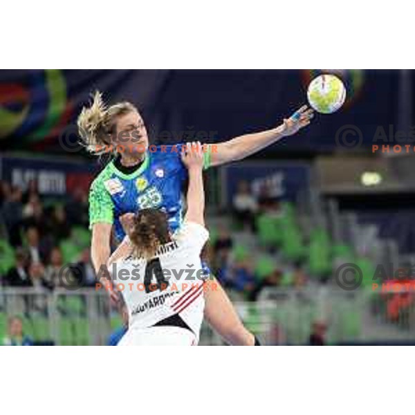 Barbara Lazovic in action during the handball match between Slovenia and Hungary at Women\'s EHF Euro 2022 in Ljubljana, Slovenia on November 16, 2022