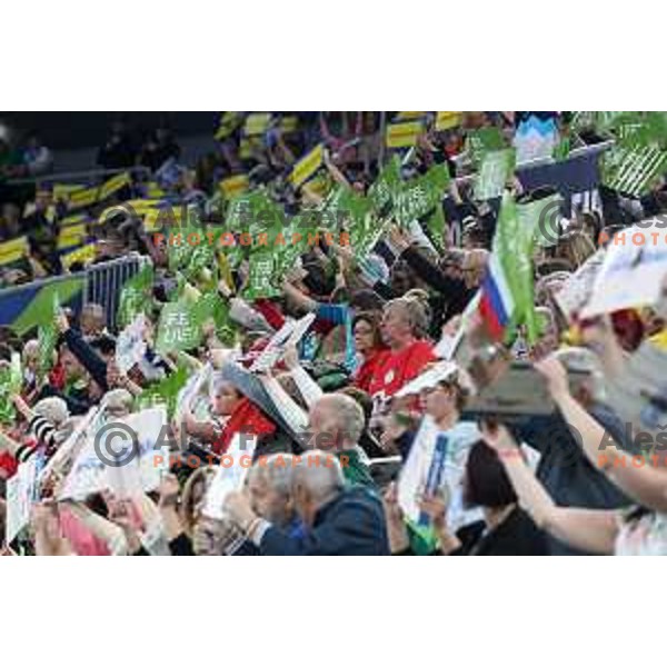 in action during the handball match between Slovenia and Hungary at Women\'s EHF Euro 2022 in Ljubljana, Slovenia on November 16, 2022