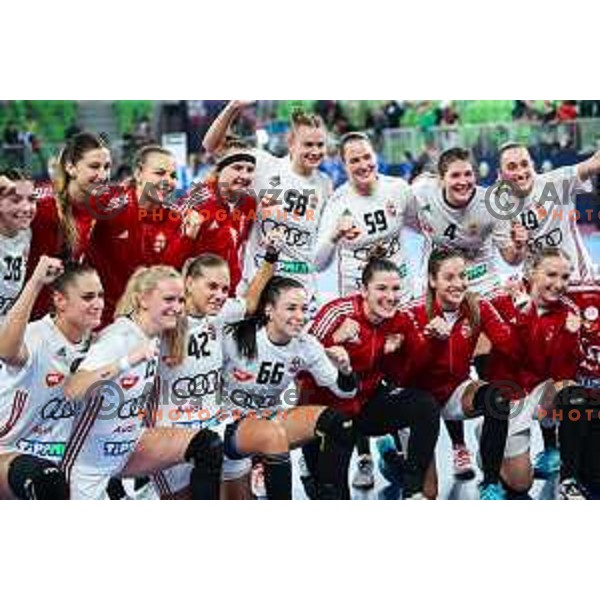 in action during the handball match between Slovenia and Hungary at Women\'s EHF Euro 2022 in Ljubljana, Slovenia on November 16, 2022