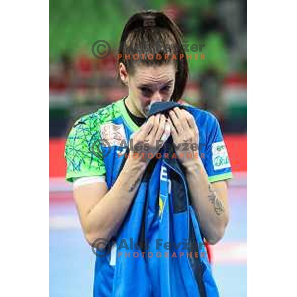 in action during the handball match between Slovenia and Hungary at Women\'s EHF Euro 2022 in Ljubljana, Slovenia on November 16, 2022