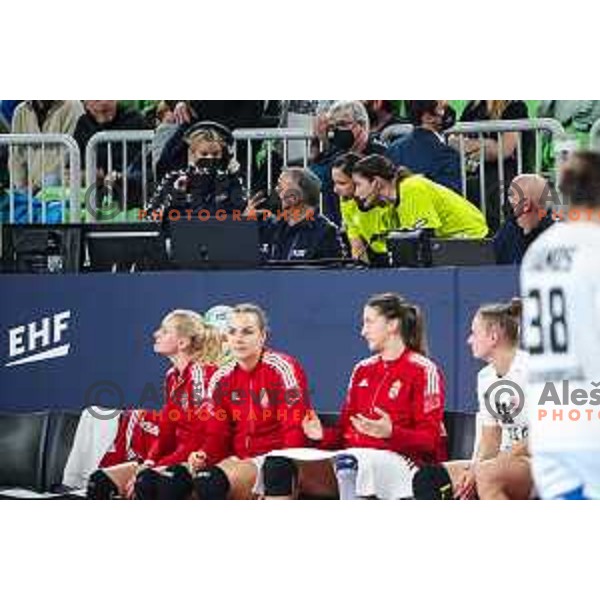 in action during the handball match between Slovenia and Hungary at Women\'s EHF Euro 2022 in Ljubljana, Slovenia on November 16, 2022