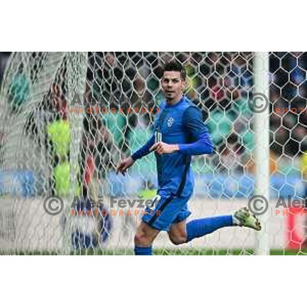 Miha Zajc In action at friendly football match between Slovenia and Montenegro in Ljubljana, Slovenia on November 20, 2022