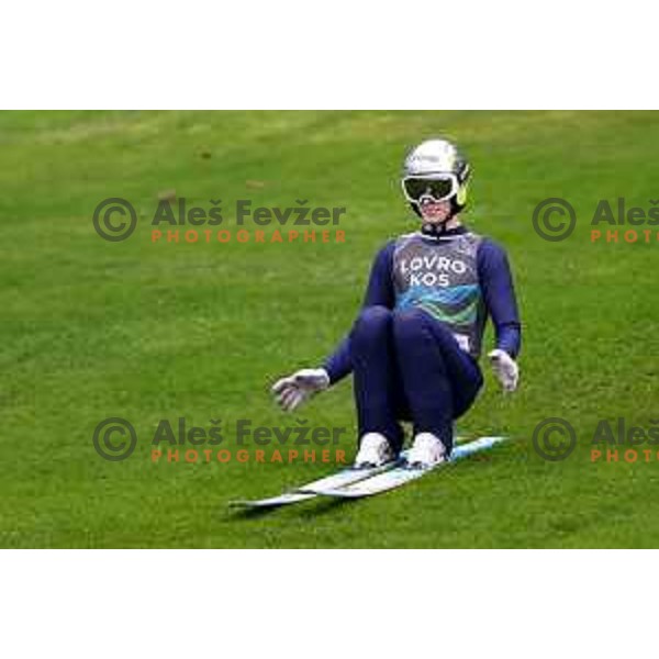 Lovro Kos of Slovenia Nordic ski jumping team during practice session in Kranj, Slovenia on November 21, 2022 