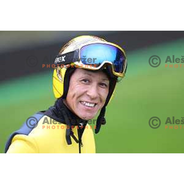 Noriaki Kasai of Japan Nordic ski jumping team during practice session in Kranj, Slovenia on November 21, 2022 