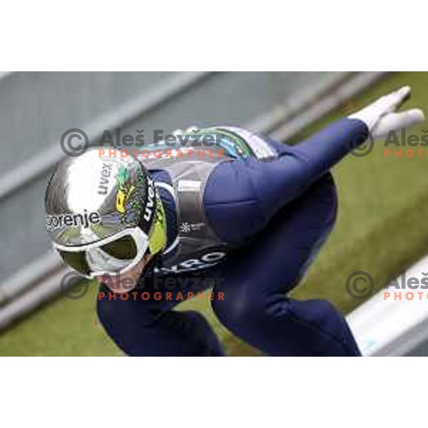 Lovro Kos of Slovenia Nordic ski jumping team during practice session in Kranj, Slovenia on November 21, 2022 