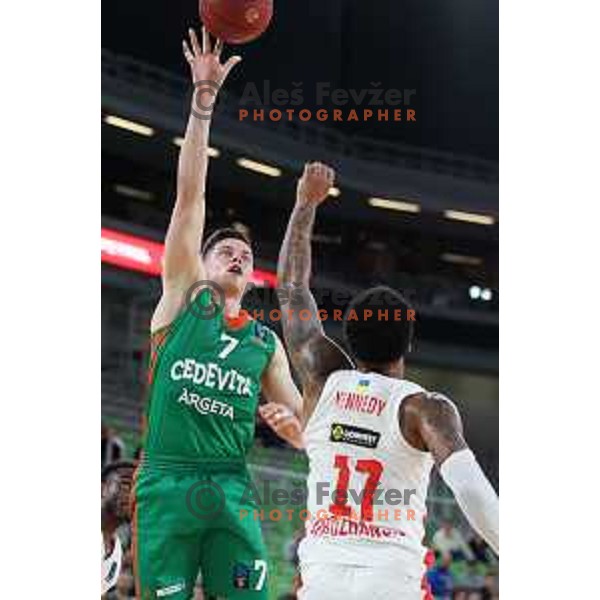 Amar Alibegovic in action during 7days EuroCup 2022-2023 regular season match between Cedevita Olimpija (SLO) and Prometey (UKR) in Stozice Arena, Ljubljana, Slovenia on November 22, 2022