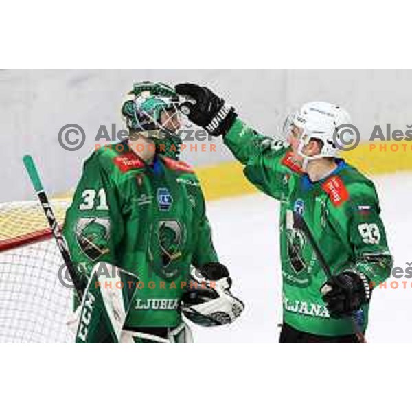 Luka Kalan of SZ Olimpija in action during IceHL ice-hockey match between SZ Olimpija (SLO) and VSV (AUT) in Tivoli Hall, Ljubljana, Slovenia on November 23, 2022