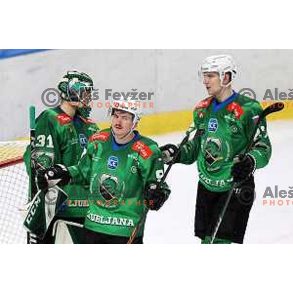 Luka Kalan of SZ Olimpija in action during IceHL ice-hockey match between SZ Olimpija (SLO) and VSV (AUT) in Tivoli Hall, Ljubljana, Slovenia on November 23, 2022