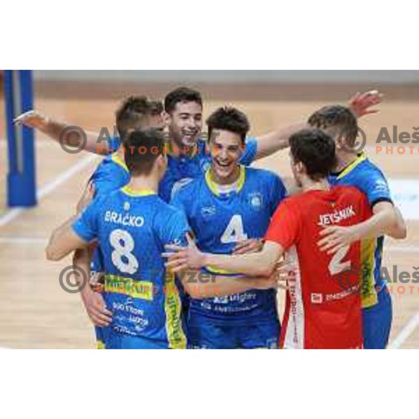 in action during MEVZA league volleyball match between Calcite Volley and Merkur Maribor in Tivoli Hall, Ljubljana, Slovenia on November 23, 2022