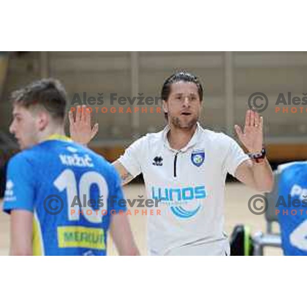 in action during MEVZA league volleyball match between Calcite Volley and Merkur Maribor in Tivoli Hall, Ljubljana, Slovenia on November 23, 2022