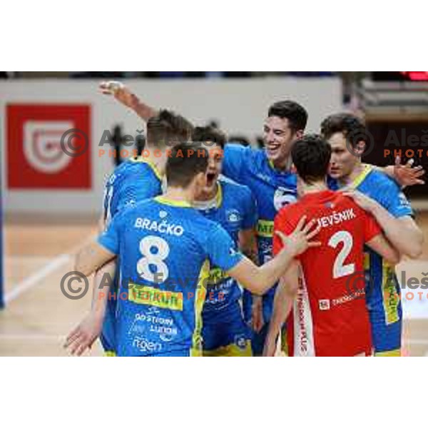 in action during MEVZA league volleyball match between Calcite Volley and Merkur Maribor in Tivoli Hall, Ljubljana, Slovenia on November 23, 2022