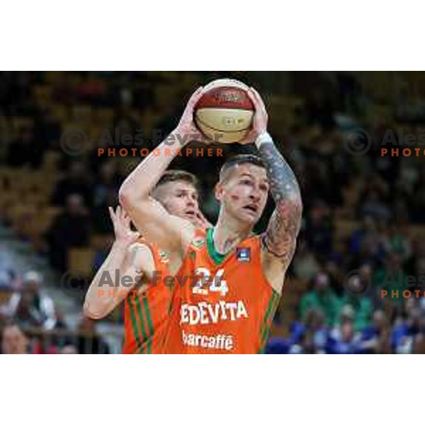 Alen Omic in action during ABA league 2022-2033 regular season match between Cedevita Olimpija and Zadar in Ljubljana, Slovenia on November 26, 2022