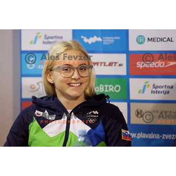 Neza Klancar of Slovenia Swimming team at press conference in Ljubljana, Slovenia on November 28, 2022 