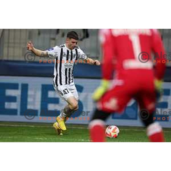 Mihael Klepac in action during Prva Liga Telemach 2022-2023 football match between Koper and Mura at Bonifika Arena in Koper, Slovenia on November 30, 2022