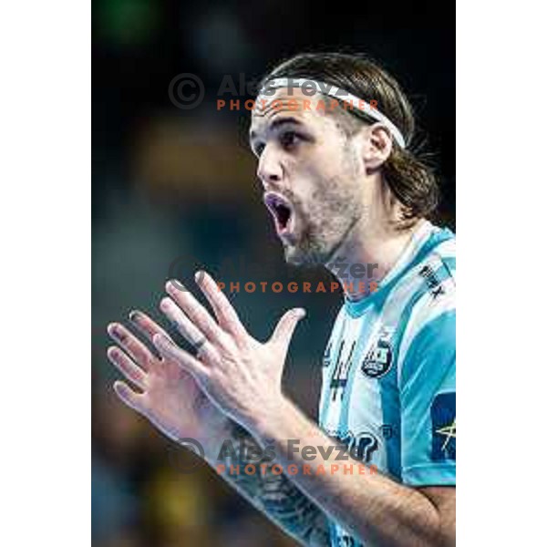 Dean Bombac in action during EHF Champions League handball match between RK Celje Pivovarna Lasko and Pick Szeged in Dvorana Zlatorog, Celje, Slovenia on November 30, 2022. Photo: Jure Banfi