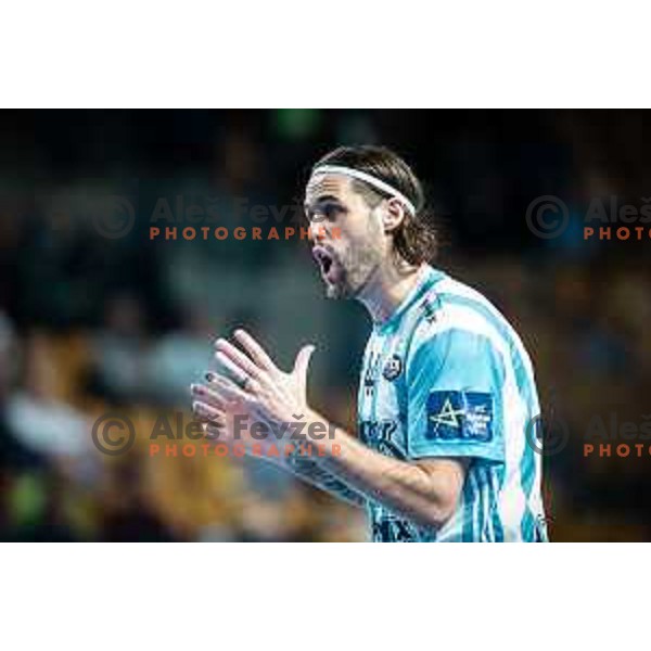 Dean Bombac in action during EHF Champions League handball match between RK Celje Pivovarna Lasko and Pick Szeged in Dvorana Zlatorog, Celje, Slovenia on November 30, 2022. Photo: Jure Banfi