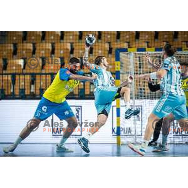 Stefan Zabic in action during EHF Champions League handball match between RK Celje Pivovarna Lasko and Pick Szeged in Dvorana Zlatorog, Celje, Slovenia on November 30, 2022. Photo: Jure Banfi