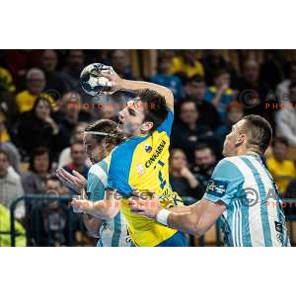 Tilen Strmljan in action during EHF Champions League handball match between RK Celje Pivovarna Lasko and Pick Szeged in Dvorana Zlatorog, Celje, Slovenia on November 30, 2022. Photo: Jure Banfi