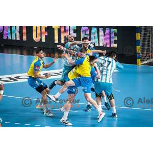 Dean Bombac in action during EHF Champions League handball match between RK Celje Pivovarna Lasko and Pick Szeged in Dvorana Zlatorog, Celje, Slovenia on November 30, 2022. Photo: Jure Banfi